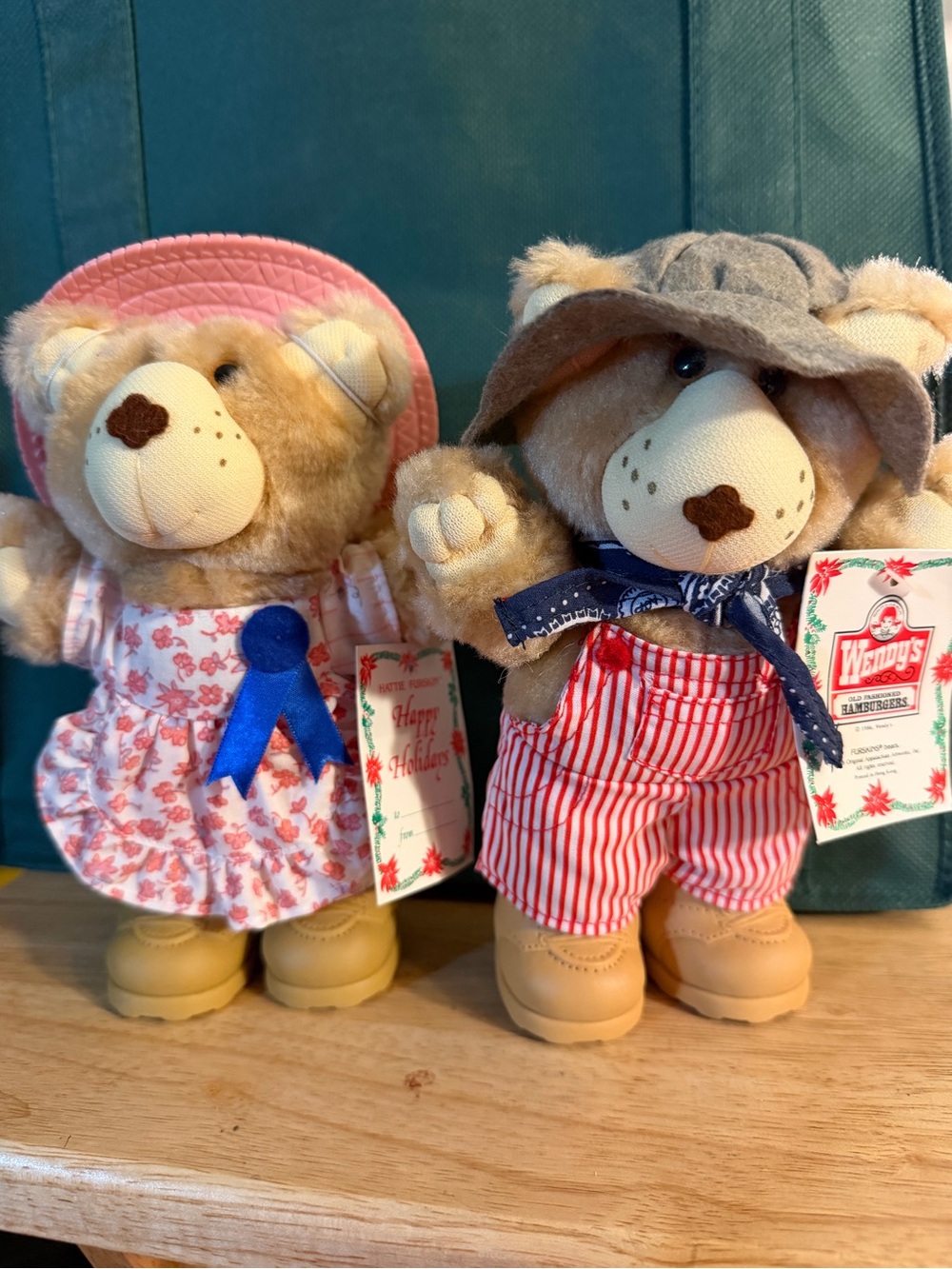 Set of two Vintage 1985 Fursksin Bears from Wendy's.